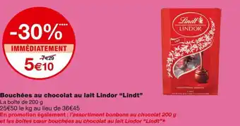 Monoprix Lindt Bouchées au chocolat au lait Lindor offre