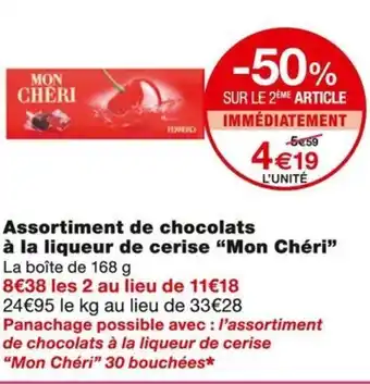 Monoprix Mon cheri assortiment de chocolats à la liqueur de cerise offre