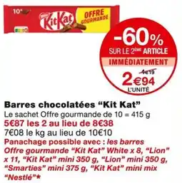 Monoprix Kit Kat Barres chocolatées offre