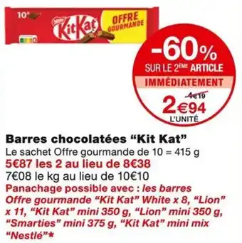 Monoprix Kit Kat Barres chocolatées offre