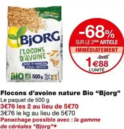 Monoprix Bjorg Flocons d'avoine nature Bio offre