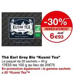 Monoprix Kusmi Tea Thé Earl Grey Bio offre