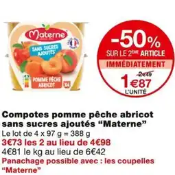 Monoprix Materne Compotes pomme pêche abricot sans sucres ajoutés offre