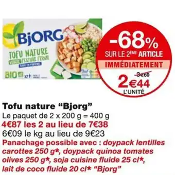 Monoprix Bjorg Tofu nature offre