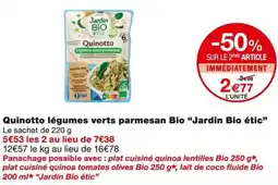 Monoprix Jardin Bio étic Quinotto légumes verts parmesan Bio offre