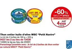 Monoprix Petit navire thon entier huile d'olive msc offre