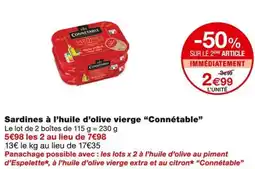 Monoprix Connétable Sardines à l'huile d'olive vierge offre