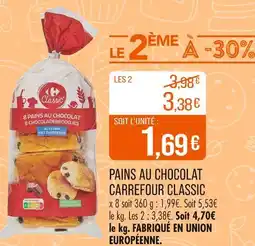 Match CARREFOUR CLASSIC Pains au chocolat offre