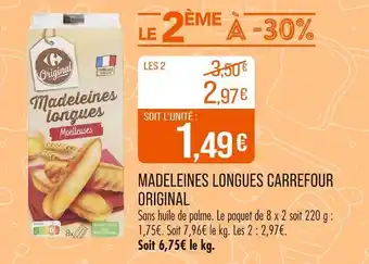 Match CARREFOUR ORIGINAL Madeleines longues offre