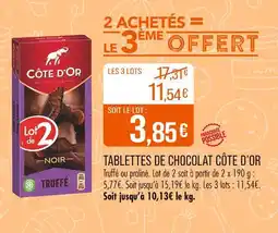 Match CÔTE D’OR Tablettes de chocolat offre