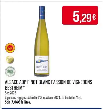 Match BESTHEIM Alsace aop pinot blanc passion de vignerons offre