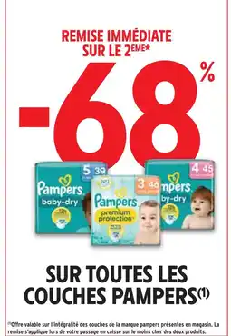 Intermarché PAMPERS -68% remise immédiate sur le 2ème sur toutes les couches pampers offre