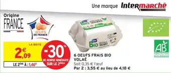 Intermarché Volaé 6 Oeufs Frais Bio offre