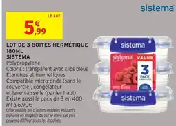 Intermarché Sistema Lot de 3 boîtes hermétique 180ml offre