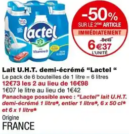 Monoprix Lactel Lait U.H.T. demi-écrémé offre