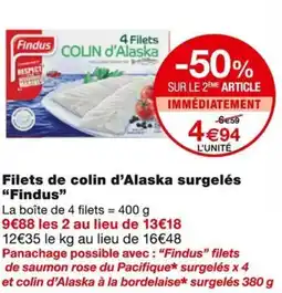 Monoprix Findus Filets de colin d'Alaska surgelés offre