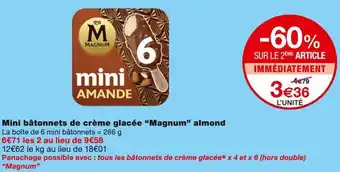 Monoprix Magnum Mini bâtonnets de crème glacée almond offre