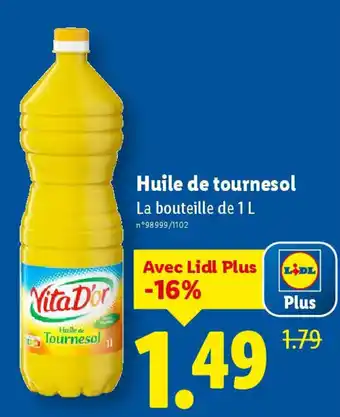 Lidl VITA D'OR Huile de tournesol offre