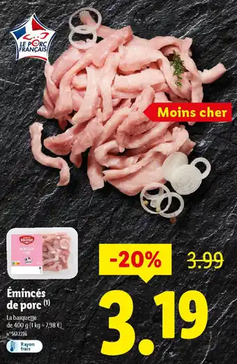 Lidl Émincés de porc offre