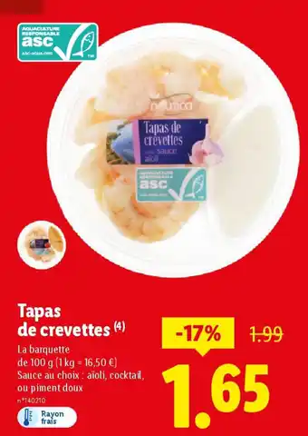 Lidl Tapas de crevettes offre