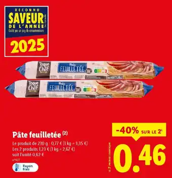 Lidl Pâte feuilletée offre