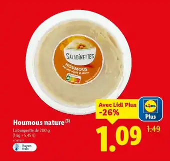 Lidl Houmous nature offre