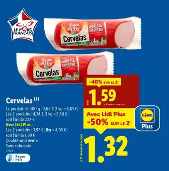 Lidl SAINT ALBY Cervelas offre