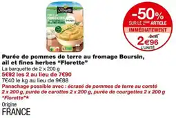 Monoprix Florette Purée de pommes de terre au fromage Boursin, ail et fines herbes offre