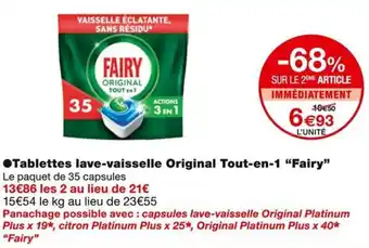 Monoprix Fairy Tablettes lave-vaisselle Original Tout-en-1 offre