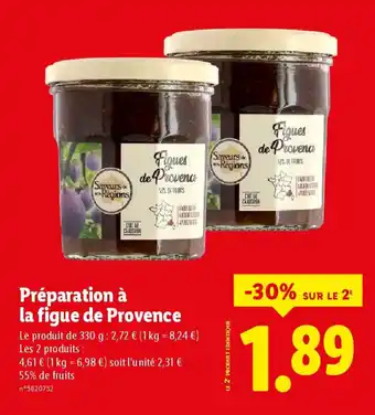 Lidl Préparation à la figue de Provence offre