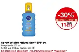 Monoprix Nivea Sun Spray solaire SPF 50 offre