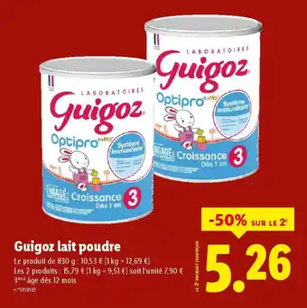 Lidl GUIGOZ lait poudre offre