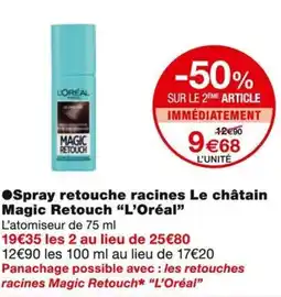 Monoprix L'Oréal Spray retouche racines Le châtain Magic Retouch offre