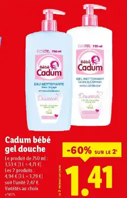 Lidl CADUM bébé gel douche offre