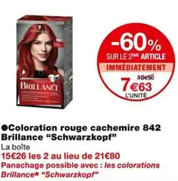 Monoprix Schwarzkopf Coloration rouge cachemire 842 Brillance offre