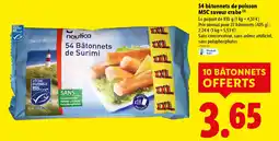 Lidl 54 bâtonnets de poisson MSC saveur crabe offre