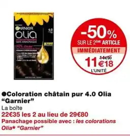 Monoprix Garnier Coloration châtain pur 4.0 Olia offre