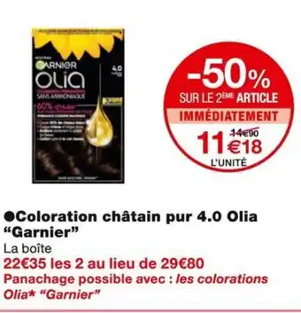 Monoprix Garnier Coloration châtain pur 4.0 Olia offre