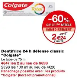 Monoprix Colgate Dentifrice 24 h défense classic offre