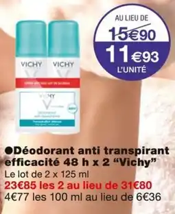 Monoprix Vichy Déodorant anti transpirant efficacité 48 h x 2 offre