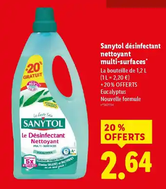 Lidl SANYTOL désinfectant nettoyant multi-surfaces offre