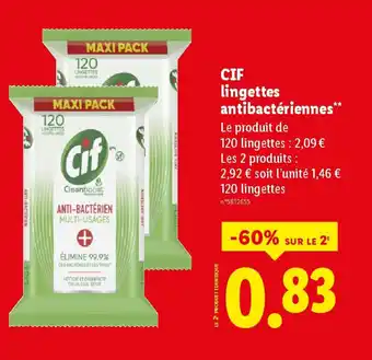 Lidl CIF lingettes antibactériennes offre