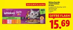 Lidl WHISKAS Tasty Mix sachets fraîcheur en sauce offre