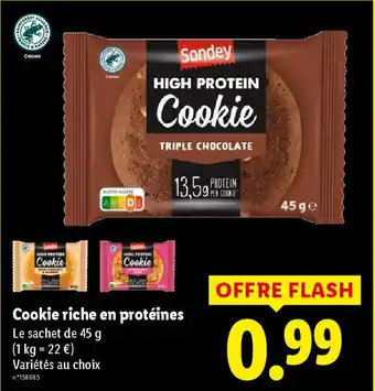 Lidl SONDEY Cookie riche en protéines offre