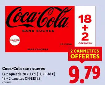 Lidl COCA-COLA sans sucres offre