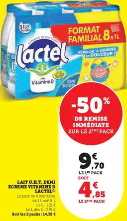 Super U Lactel lait u.h.t. demi ecreme vitamine D offre