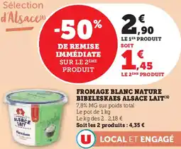 Super U Alsace lait fromage blanc nature bibeleskaes offre