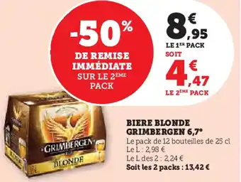 Super U Grimbergen biere blonde 6.7° offre