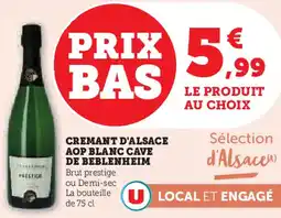 Super U Cremant d'alsace aop blanc cave de beblenheim offre