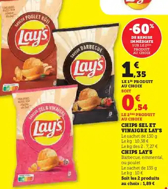 Super U Lay's  chips sel et vinaigre offre